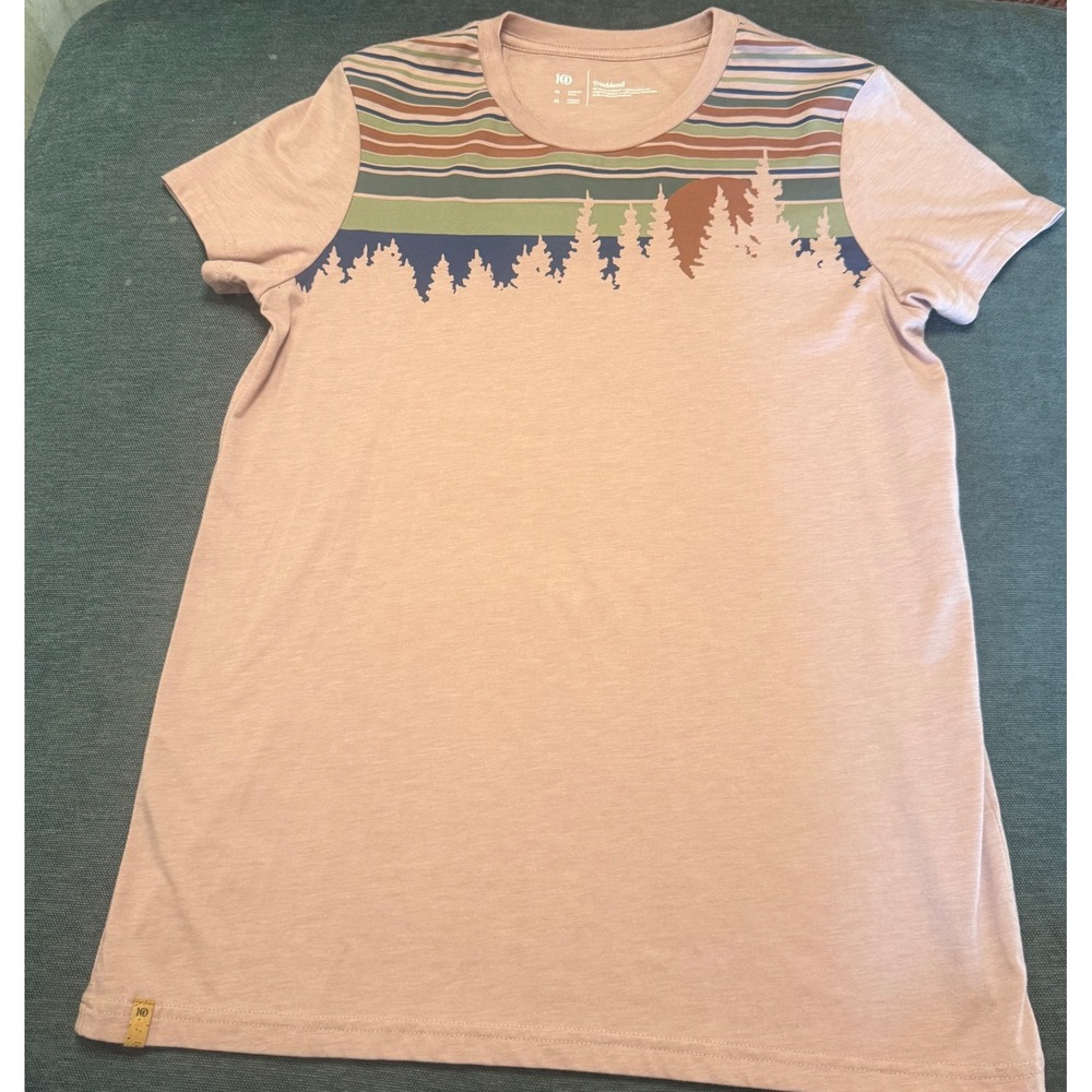 Tentree Treeblend Graphic T-Shirt Pink Forest Sunset Crew‎ Neck Mens Medium